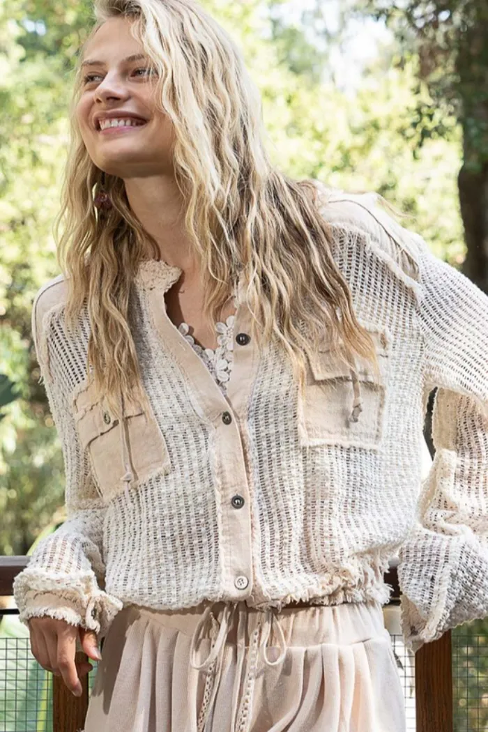 Button Down Hooded Top