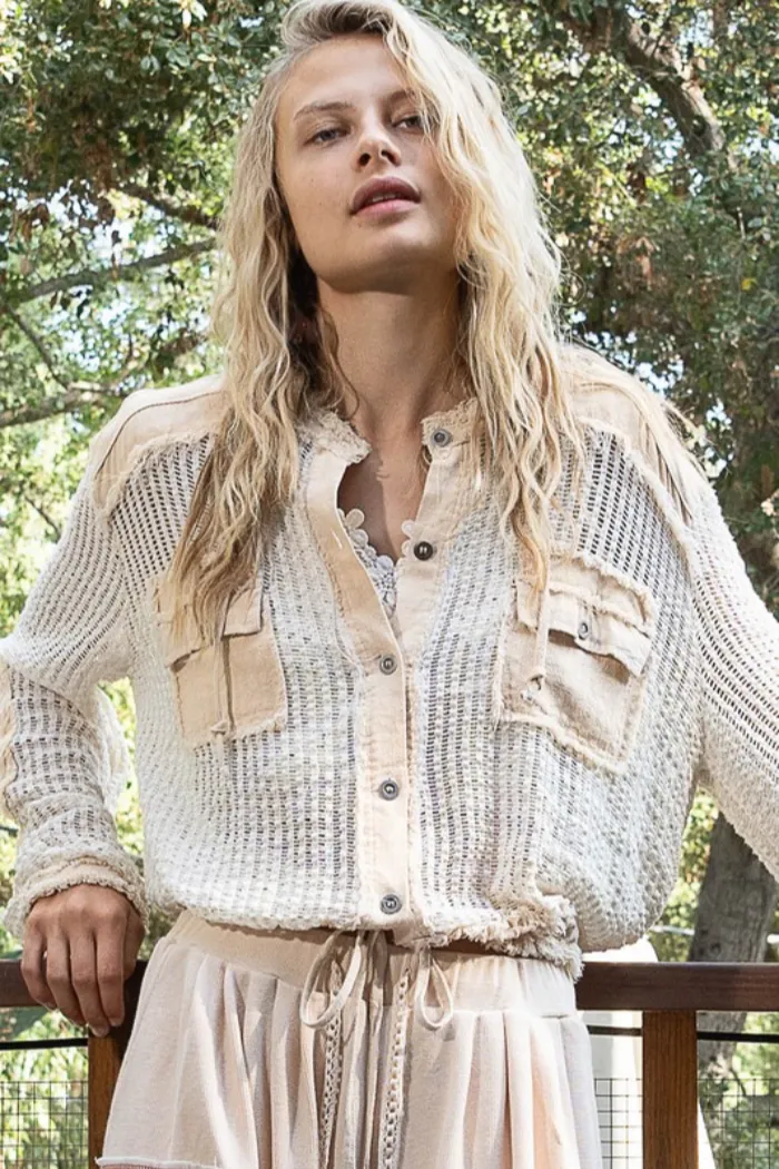 Button Down Hooded Top