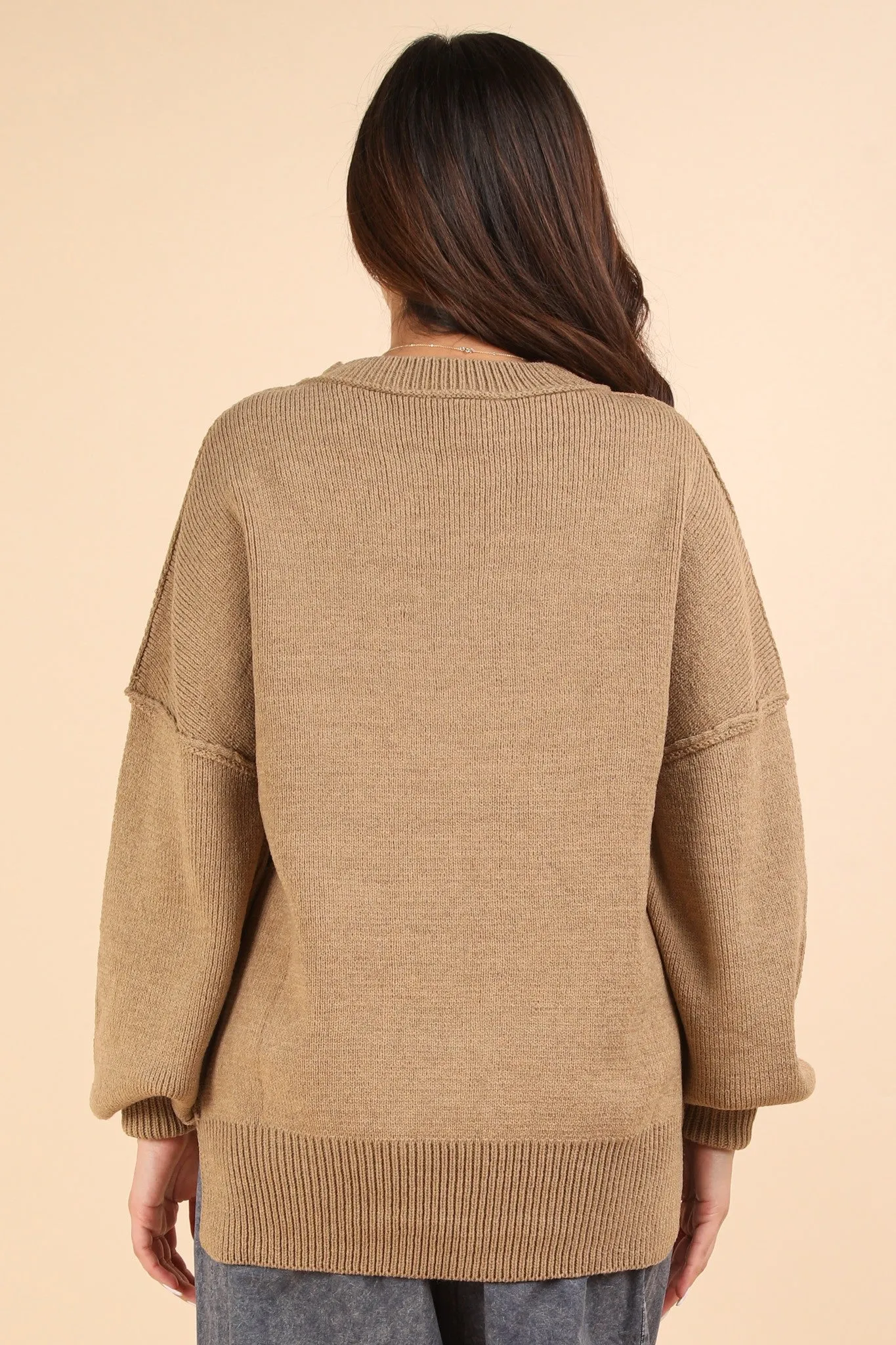 Cara- Oversized Basic Solid Sweater Knit Top
