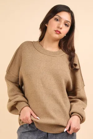 Cara- Oversized Basic Solid Sweater Knit Top