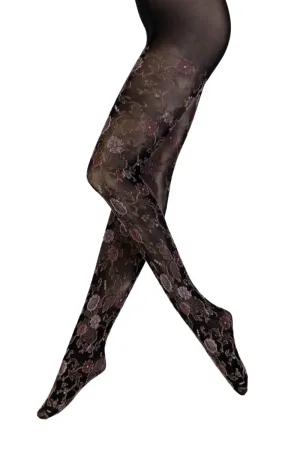 CARMEN tights with a romantic floral pattern