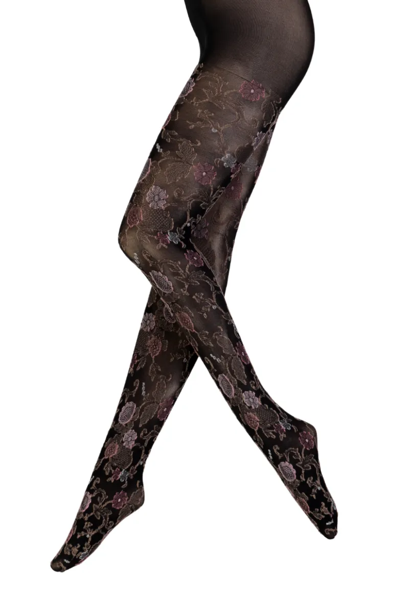 CARMEN tights with a romantic floral pattern