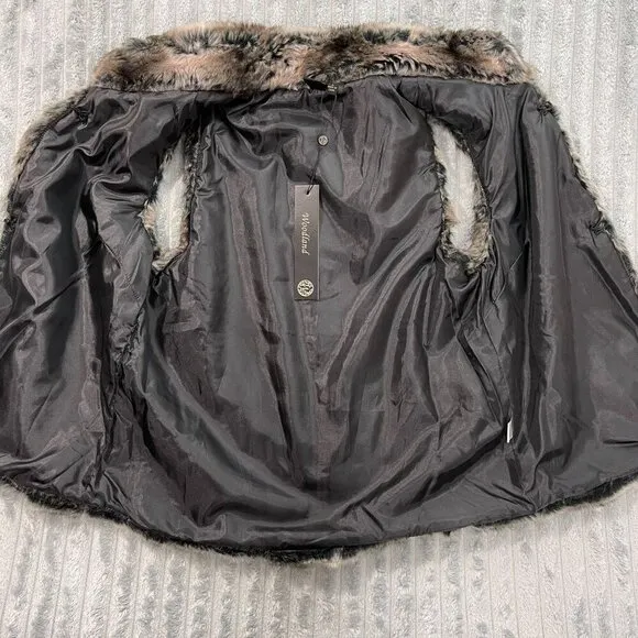 Cashmere Animal Print Faux Fur Vest Soft Warm Luxurious Boho Chic Womens Large