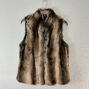 Cashmere Animal Print Faux Fur Vest Soft Warm Luxurious Boho Chic Womens Large