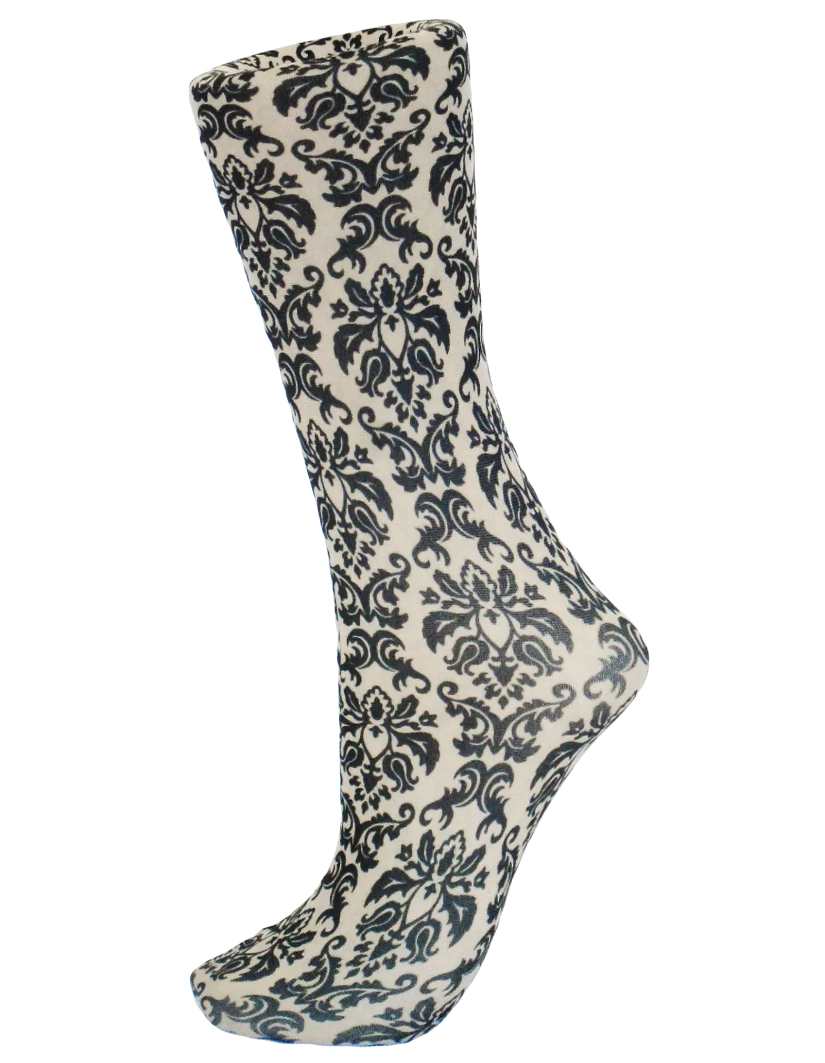 Celeste Stein ~ COMPRESSION Socks ~ Black/Tan Damask