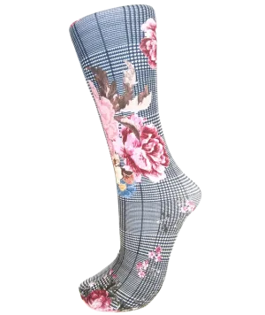 Celeste Stein ~ COMPRESSION Socks ~ Floral Plaid