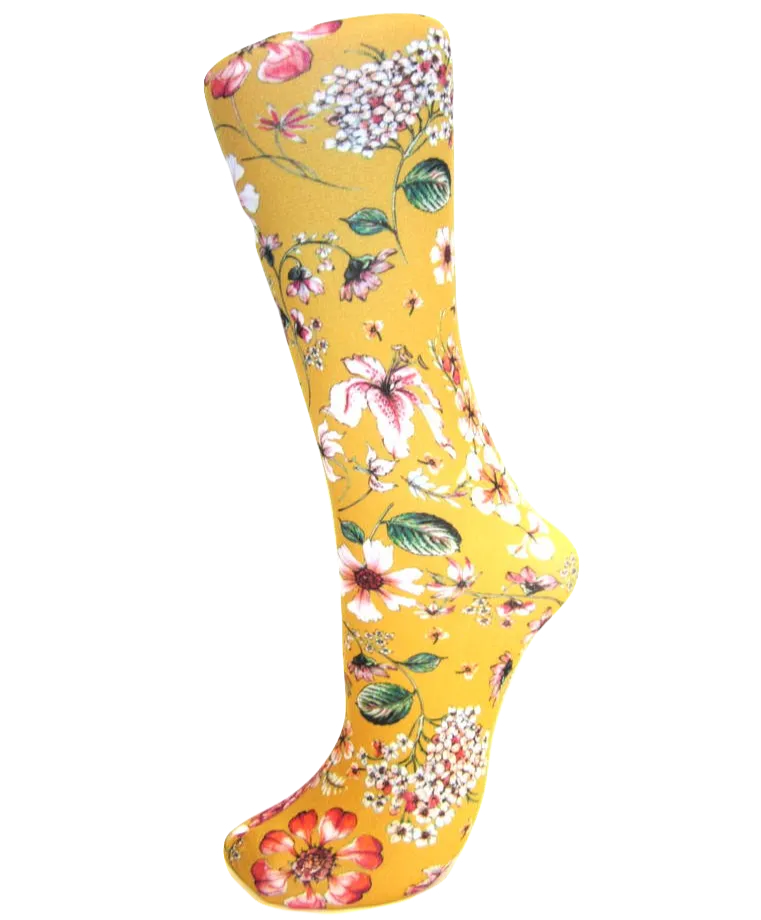 Celeste Stein ~ COMPRESSION Socks ~ Prairie Flowers Gold
