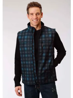 CL0309707820763 Roper Mens Smokey Blue Plaid Vest