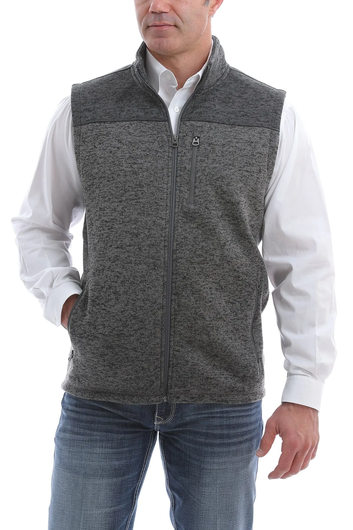 CLMWV1234001-M-Grey Vest Cinch Mens Sweater Soft Style
