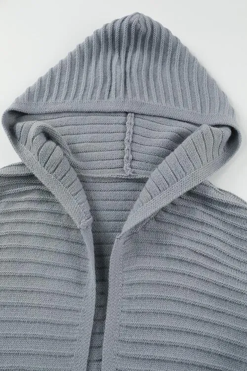 Cold Defense Open Front Hooded Long Cardigan