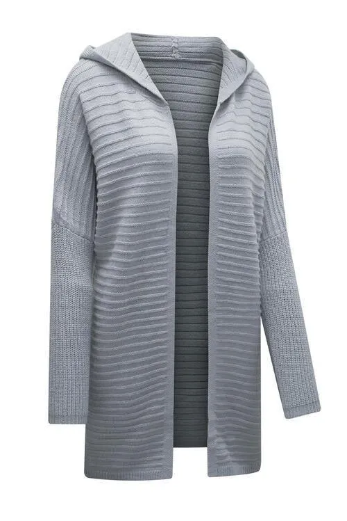 Cold Defense Open Front Hooded Long Cardigan