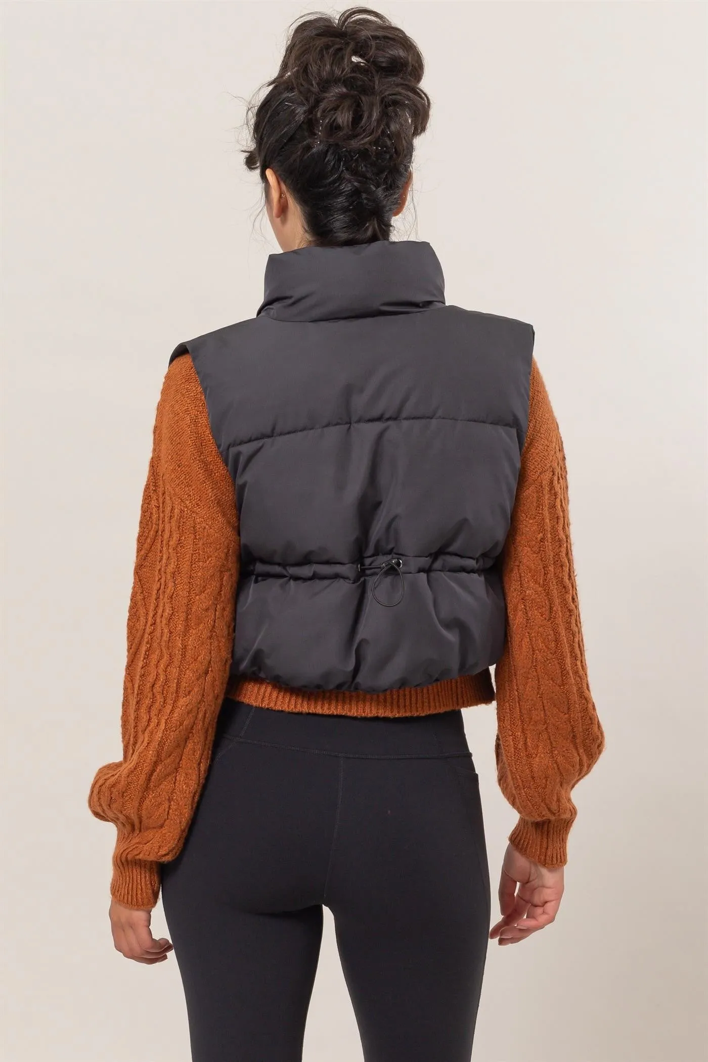 Connie-Cropped Zipper Puffer Vest