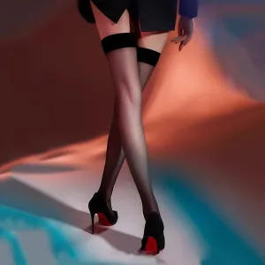 Contrast Edge Thigh High Stockings - Women's Ultra-thin Sheer Over The Knee Hosiery