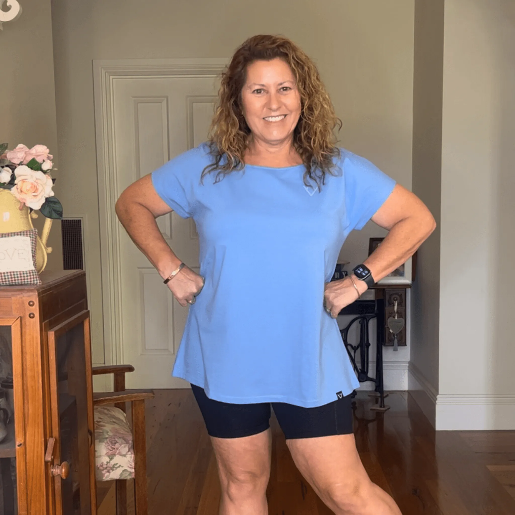 CORE CAP SLEEVED TEE - CRYSTAL BLUE