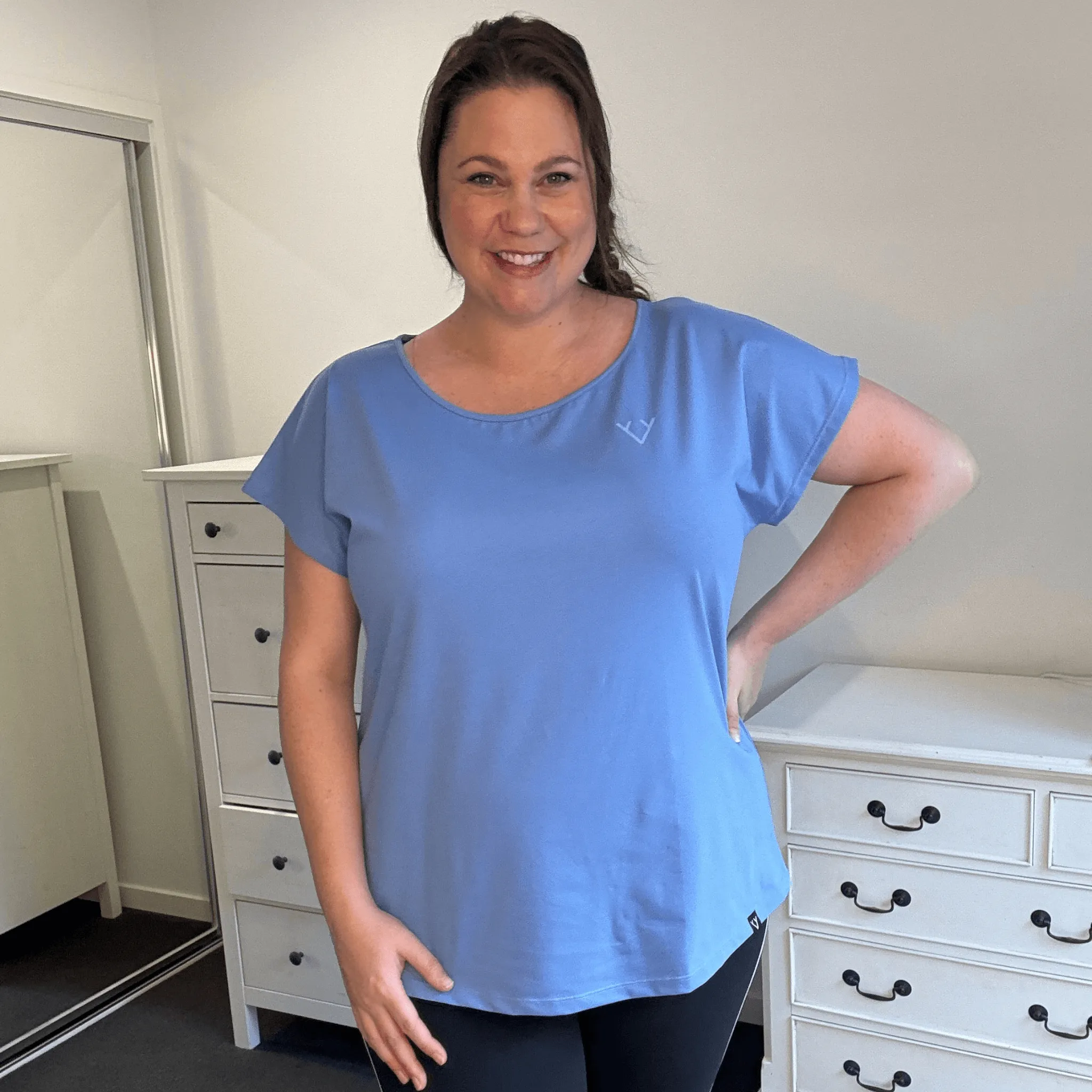 CORE CAP SLEEVED TEE - CRYSTAL BLUE