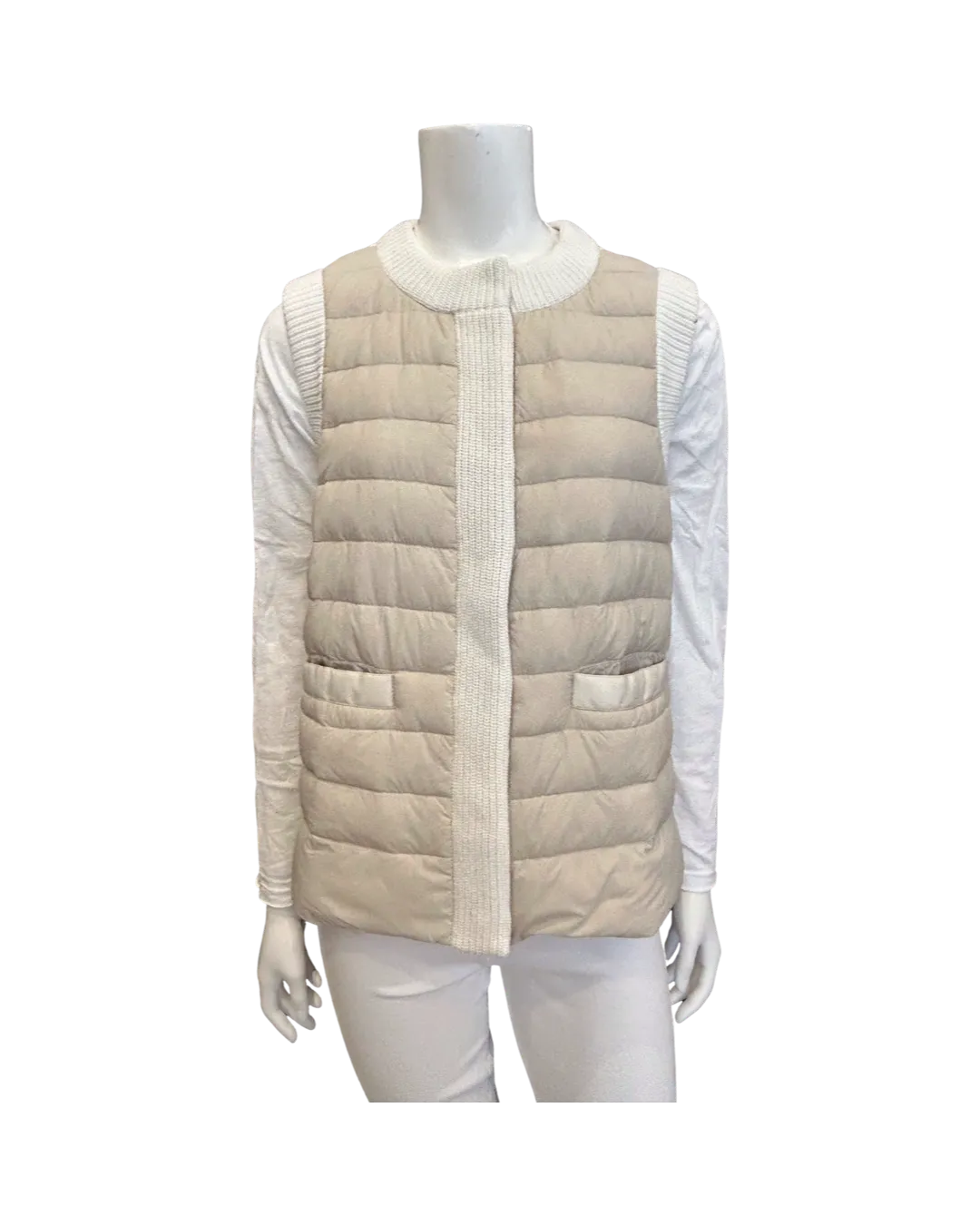 Cortland Vest in Beige/White Cotton