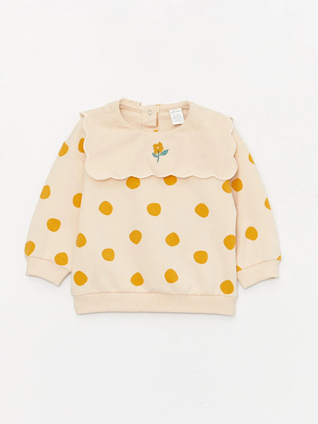 Crew Neck Long Sleeve Patterned Baby Girl Sweatshirt and Tights 2-Piece Set
