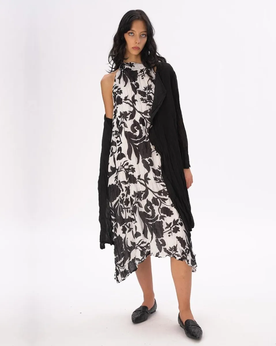 Crinkled Cotton Linen Button Down Duster
