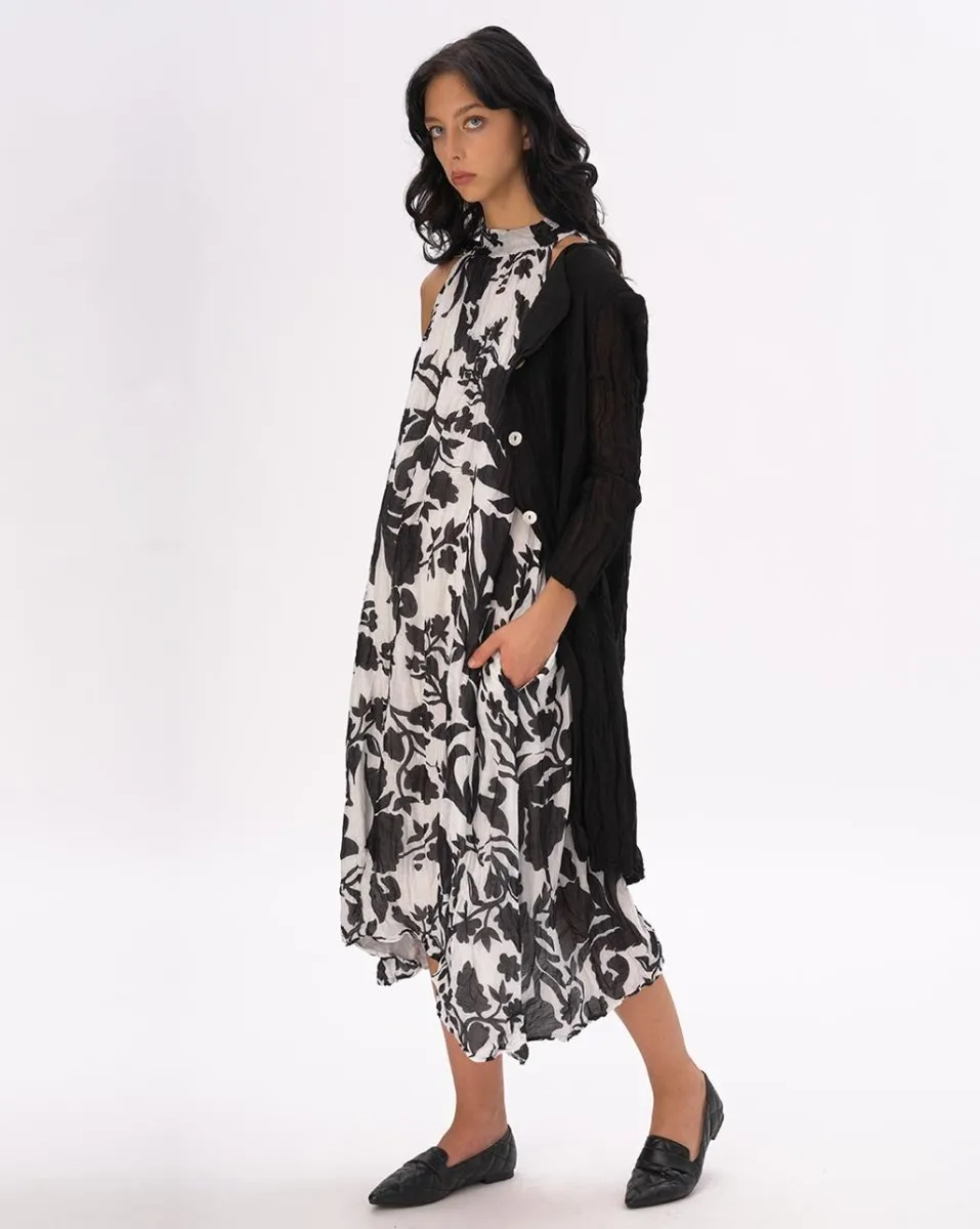 Crinkled Cotton Linen Button Down Duster