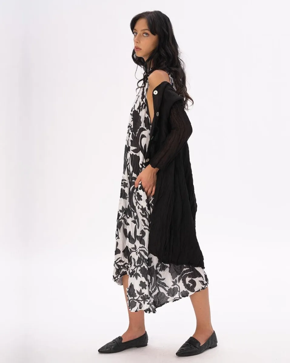 Crinkled Cotton Linen Button Down Duster