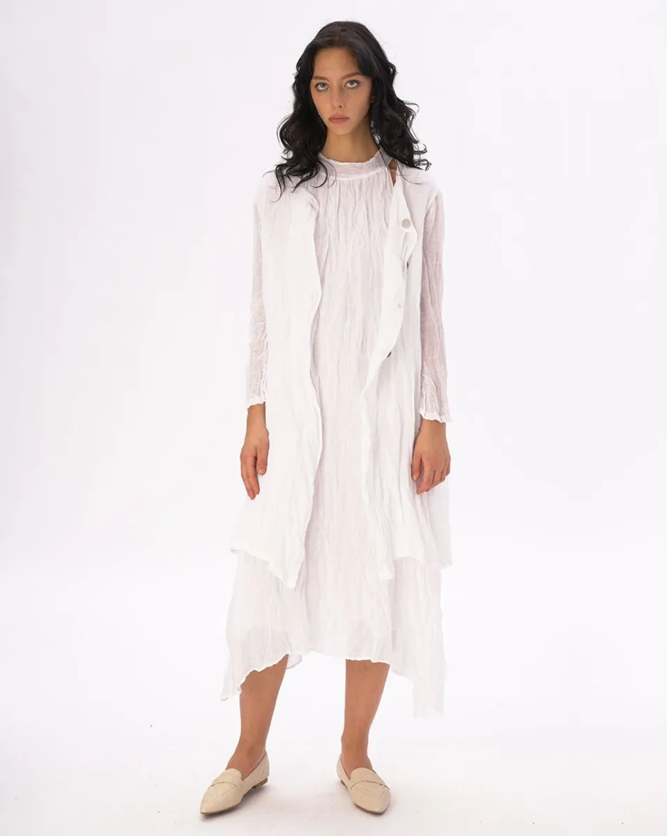 Crinkled Cotton Linen Button Down Duster