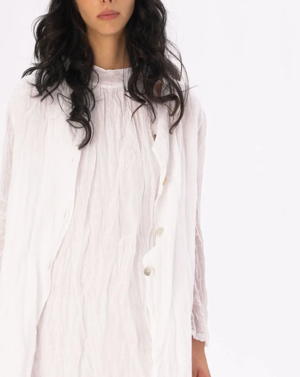 Crinkled Cotton Linen Button Down Duster