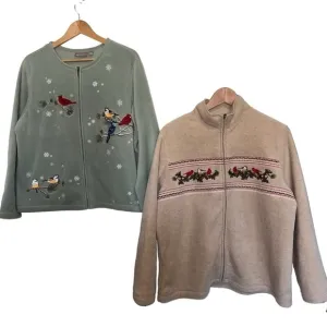 Croft &amp; Barrow bundle of 2 zip bird sweater size PXL