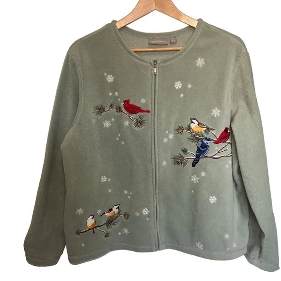Croft &amp; Barrow bundle of 2 zip bird sweater size PXL