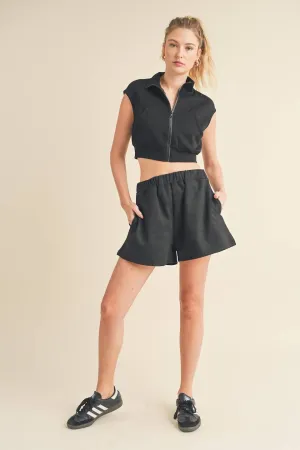 Cropped Scuba Sleeveless Jacket