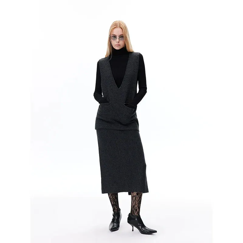 Dark Gray Knitted Ensemble