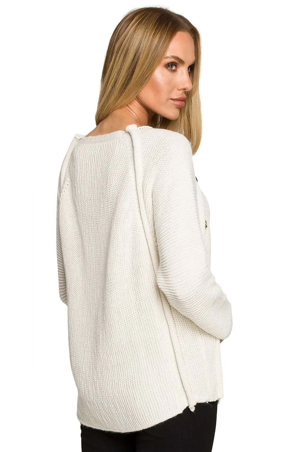 Decorative Button Oversized Sweater