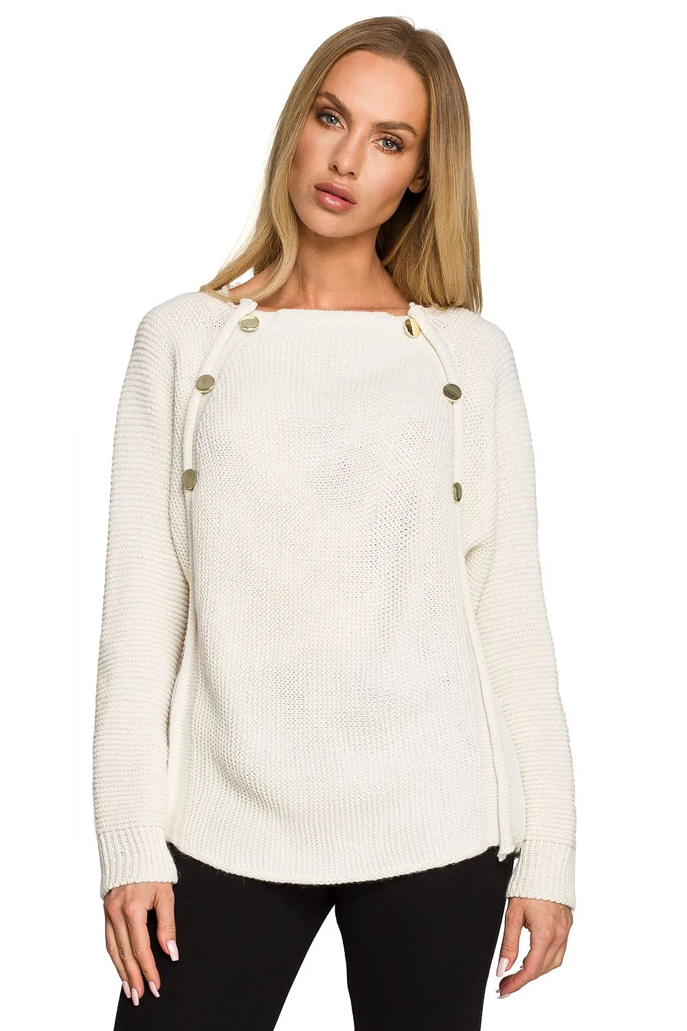 Decorative Button Oversized Sweater