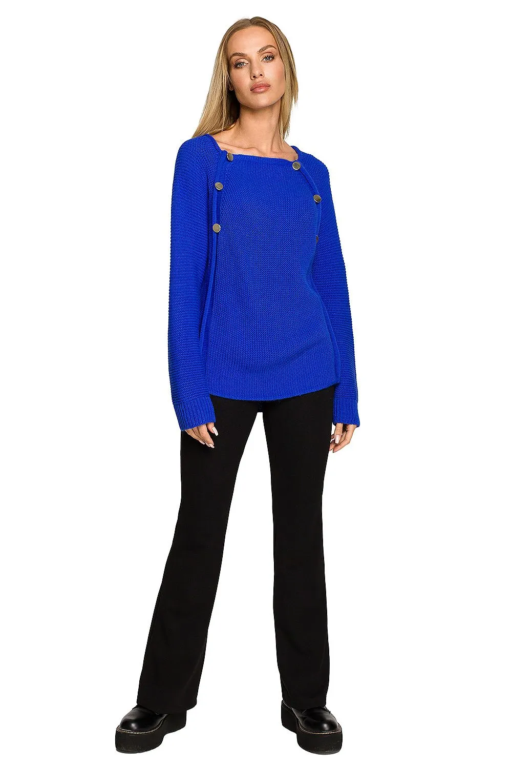 Decorative Button Oversized Sweater