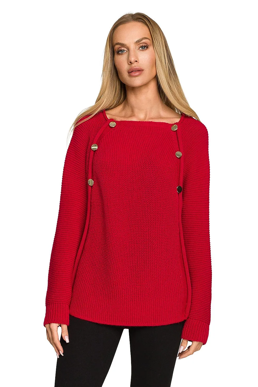 Decorative Button Oversized Sweater