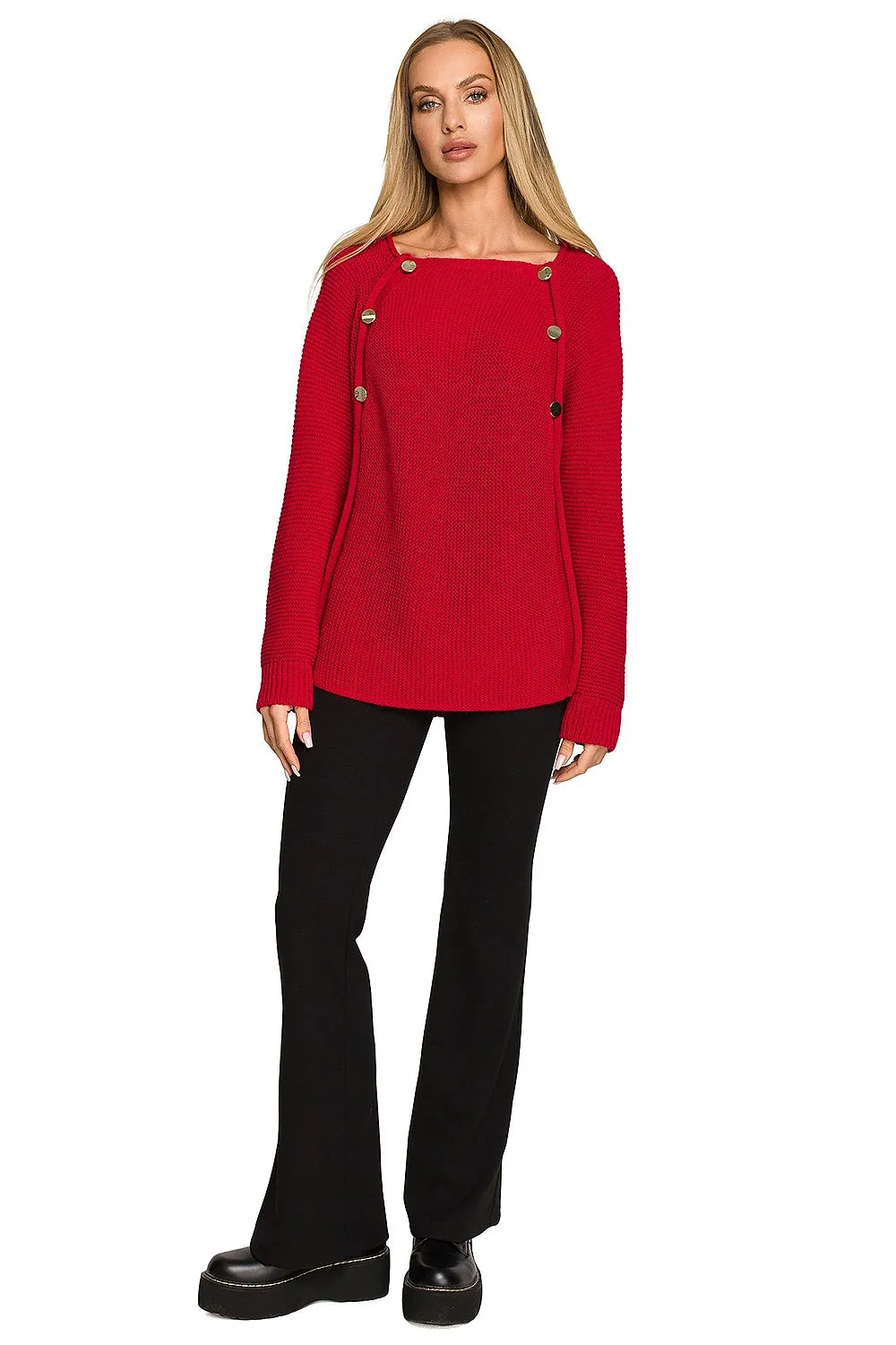 Decorative Button Oversized Sweater