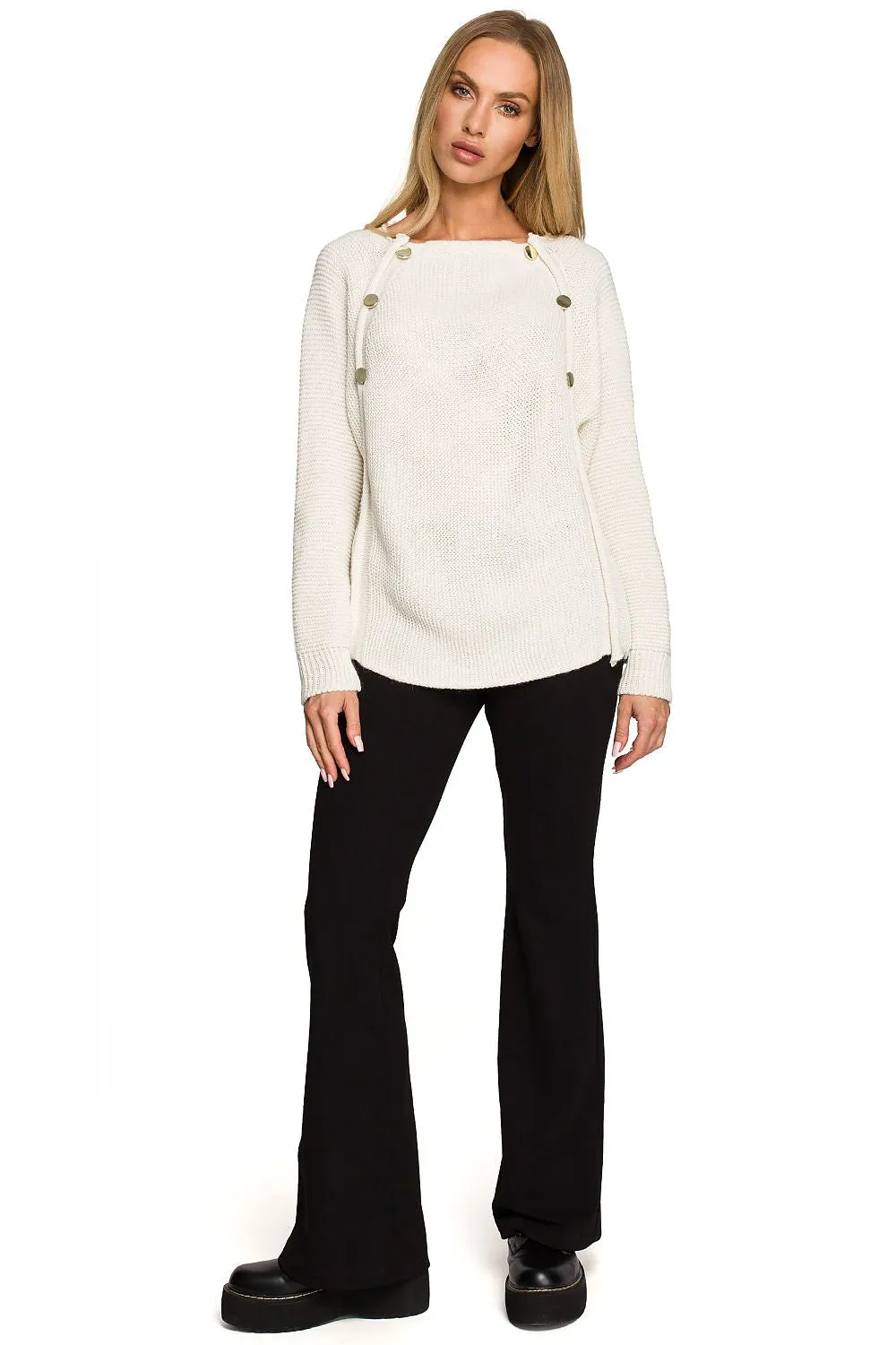 Decorative Button Oversized Sweater