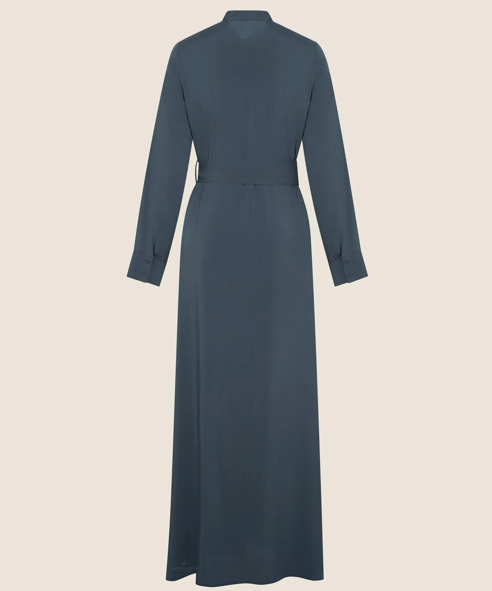 Deep Grey Green Button Down Dress