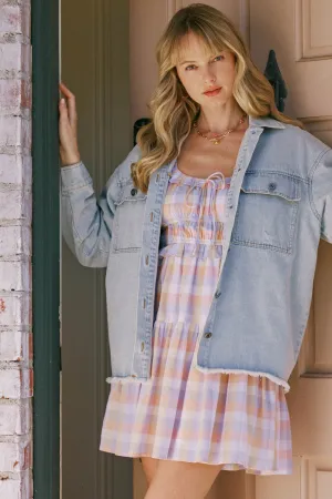 DENIM BUTTON DOWN JACKET W/POCKETS