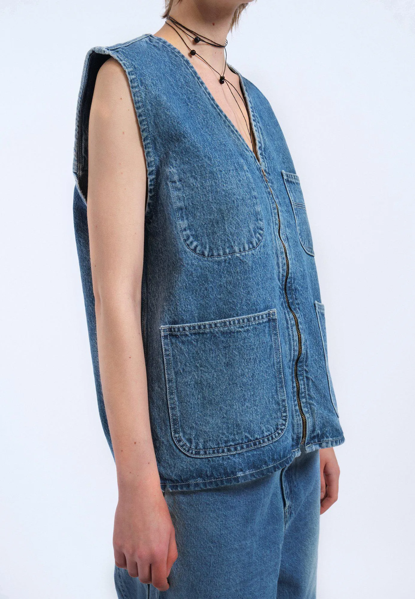 Denver Worker Vest - Stream Sky Retro Contrast