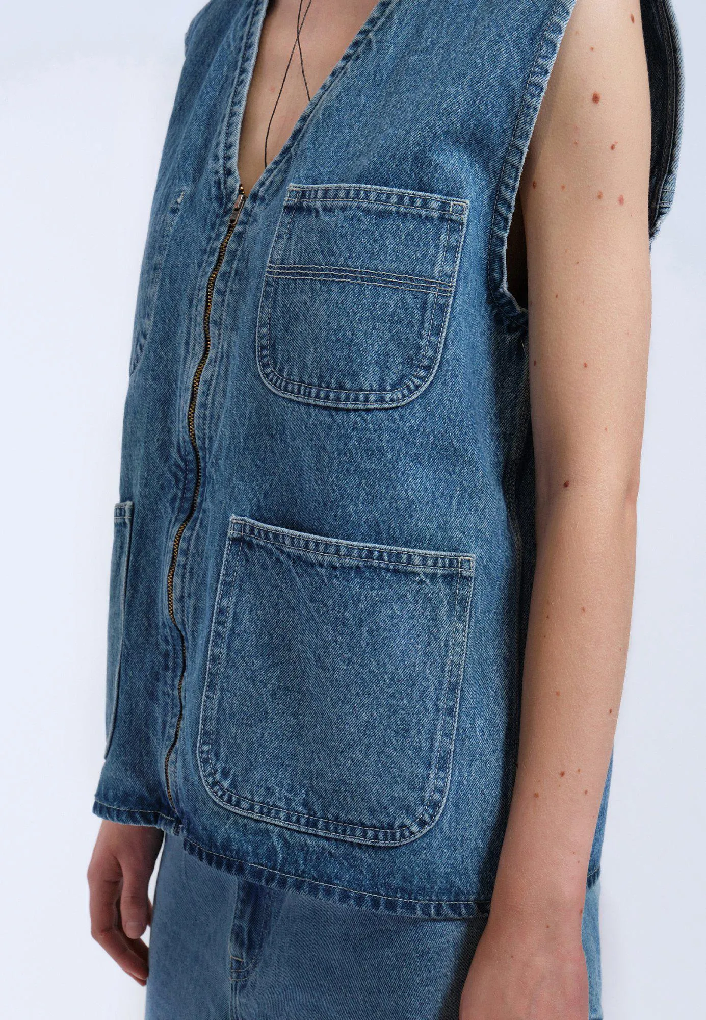 Denver Worker Vest - Stream Sky Retro Contrast