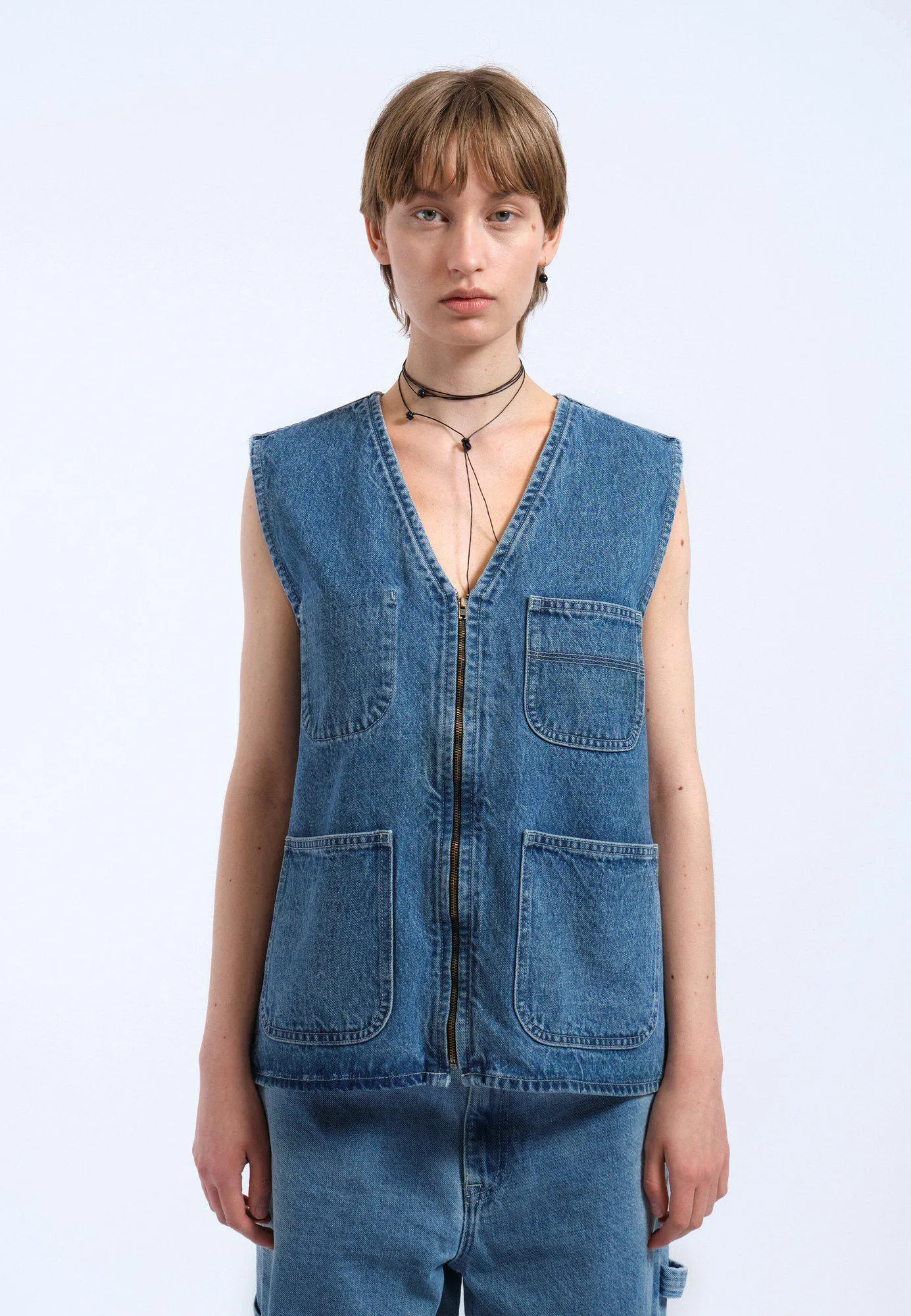 Denver Worker Vest - Stream Sky Retro Contrast