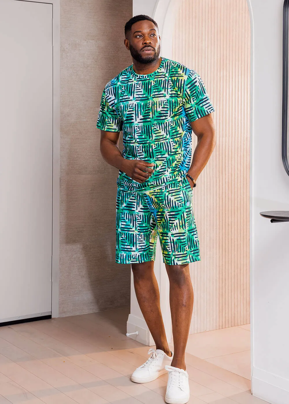 Edalo Men's African Print T-shirt (Marine Adire) - Clearance