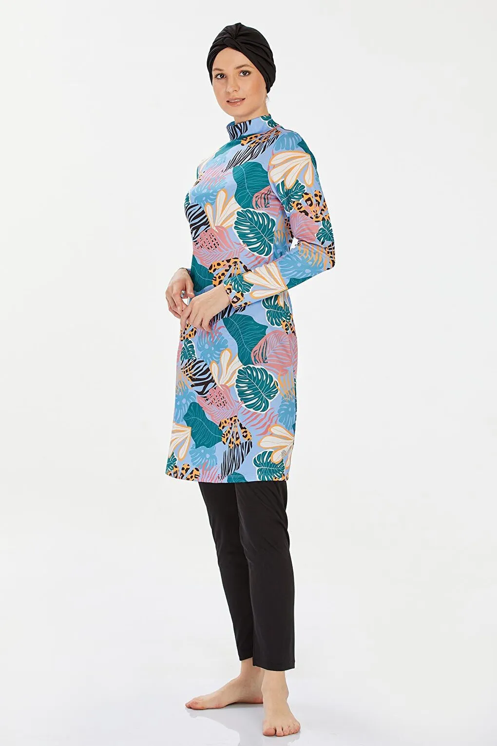 Elastane Fully Covered Hijab Swimsuit Rory 9202 Black