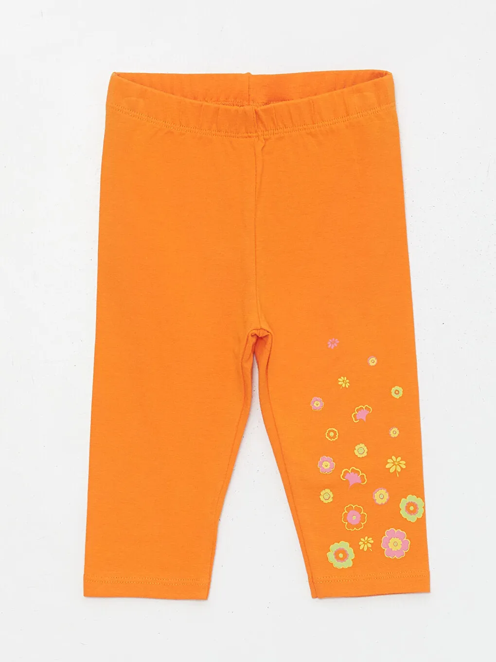 Elastic Waist Floral Patterned Baby Girl Tights, Pack of 2