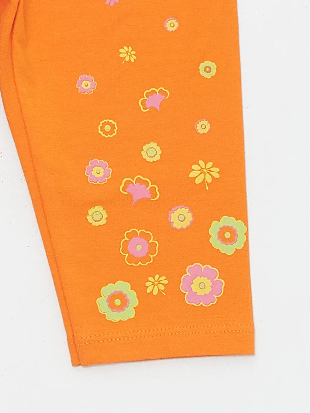 Elastic Waist Floral Patterned Baby Girl Tights, Pack of 2