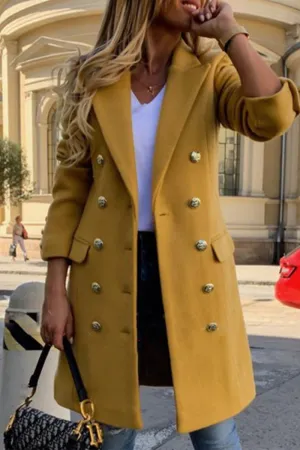Elegant Patchwork Patchwork Turn Down Collar Outerwear
