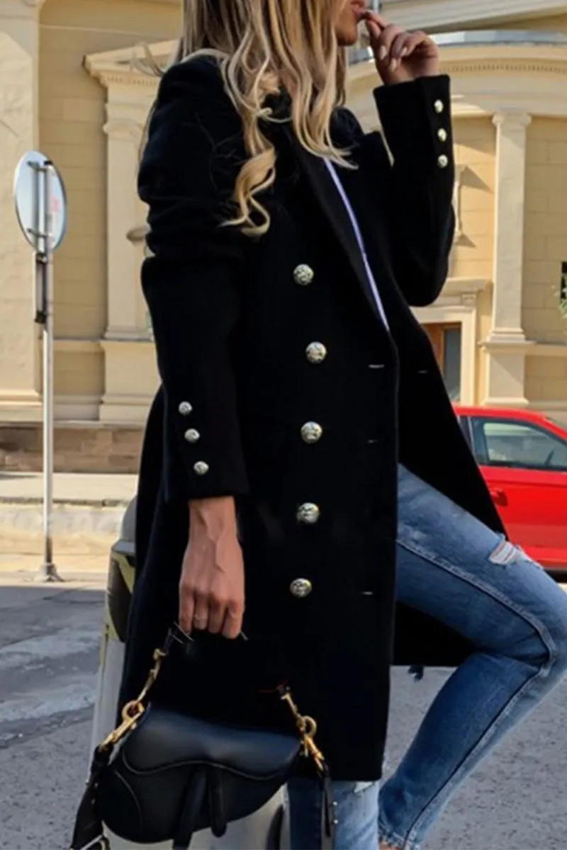 Elegant Patchwork Patchwork Turn Down Collar Outerwear