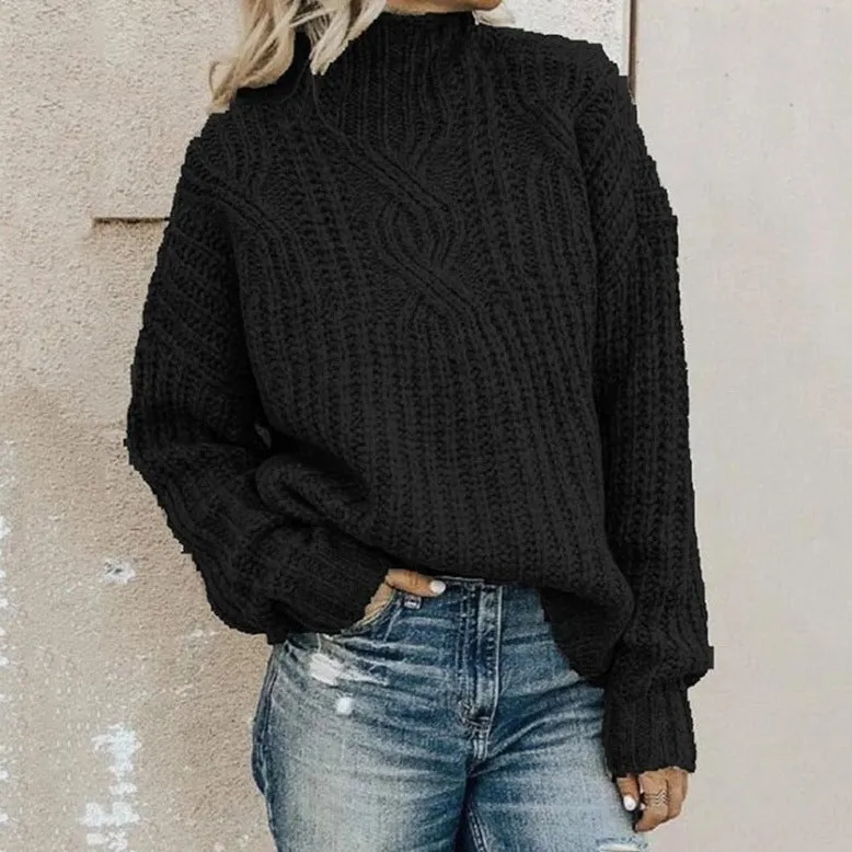 Elena | Women Turtleneck Loose Knitted Sweater | Warm