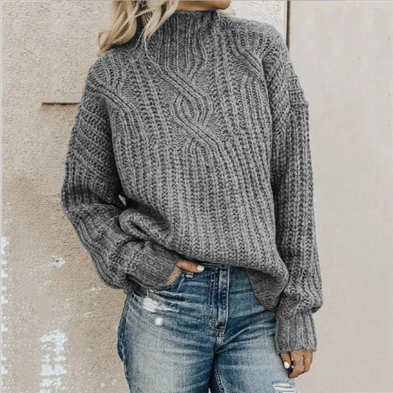 Elena | Women Turtleneck Loose Knitted Sweater | Warm