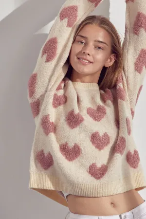 Emmie - Fuzzy Heart Sweater